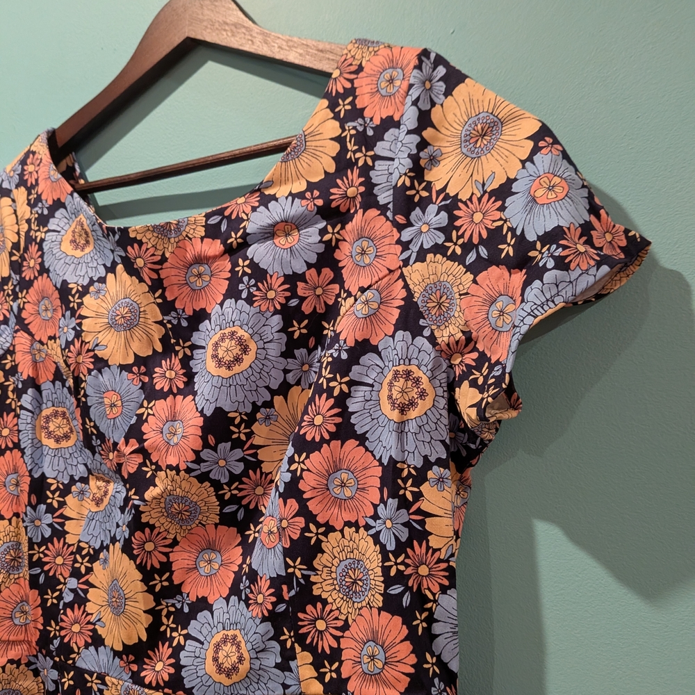 Floral Midi Dress with Cap Sleeves